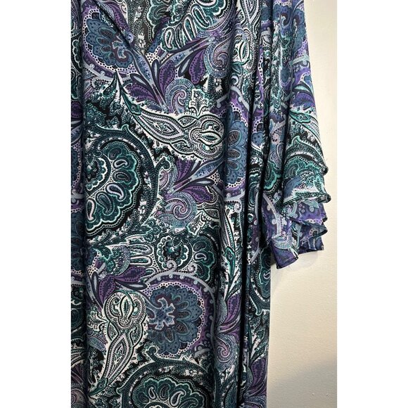 Roz & Ali Paisley Shift Plus SZ Dress 1X Boho Chic 3/4 Sleeve Flowy lightweight - Picture 10 of 10